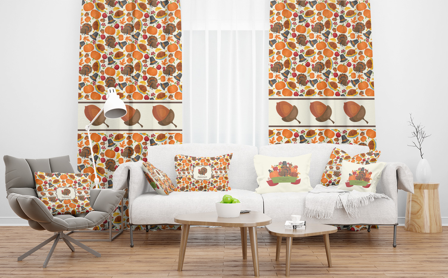 Traditional Thanksgiving Curtain (Personalized) YouCustomizeIt