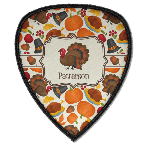 Custom Traditional Thanksgiving Iron on Shield Patch A w/ Name or Text