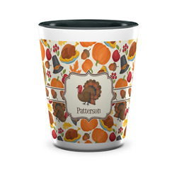 Traditional Thanksgiving Ceramic Shot Glass - 1.5 oz - Two Tone - Single (Personalized)
