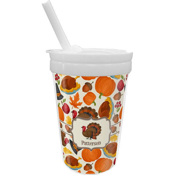 Custom Traditional Thanksgiving Sippy Cup with Straw (Personalized)