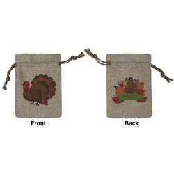 Traditional Thanksgiving Small Burlap Gift Bag - Front & Back (Personalized)