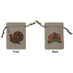 Traditional Thanksgiving Small Burlap Gift Bag - Front & Back (Personalized)