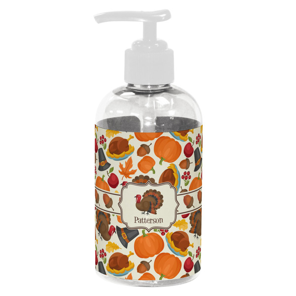 Custom Traditional Thanksgiving Plastic Soap / Lotion Dispenser (8 oz - Small - White) (Personalized)