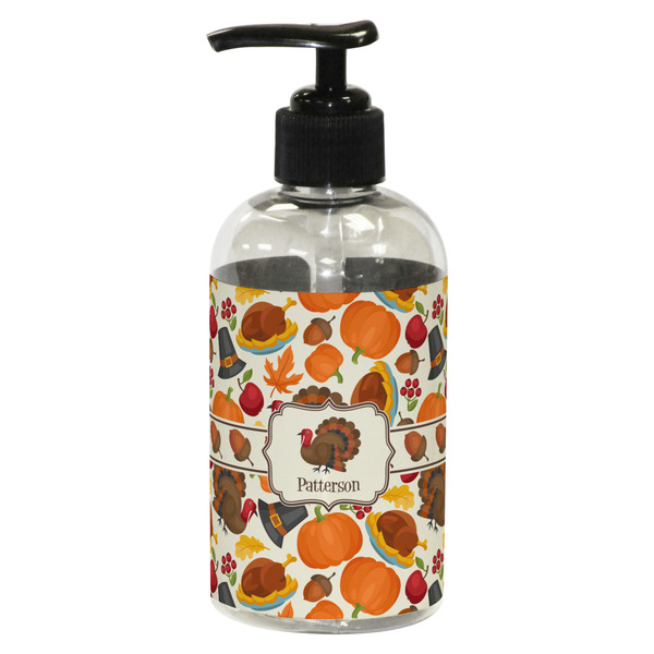 Custom Traditional Thanksgiving Plastic Soap / Lotion Dispenser (8 oz - Small - Black) (Personalized)
