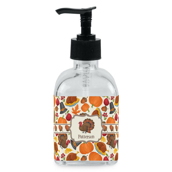 Custom Traditional Thanksgiving Glass Soap & Lotion Bottle - Single Bottle (Personalized)