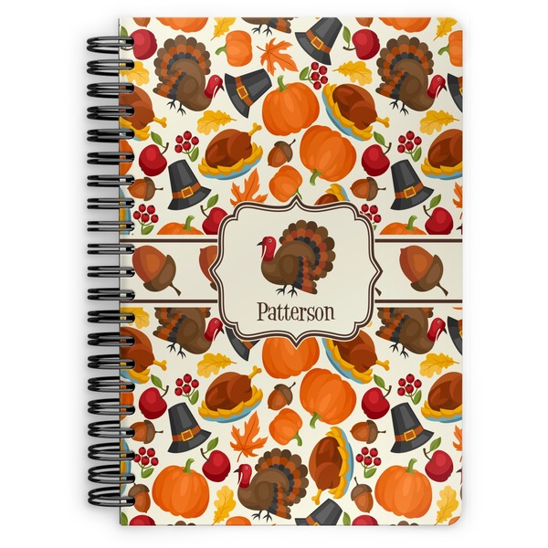 Custom Traditional Thanksgiving Spiral Notebook - 7x10 w/ Name or Text