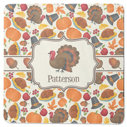 Traditional Thanksgiving Square Rubber Backed Coaster (Personalized)