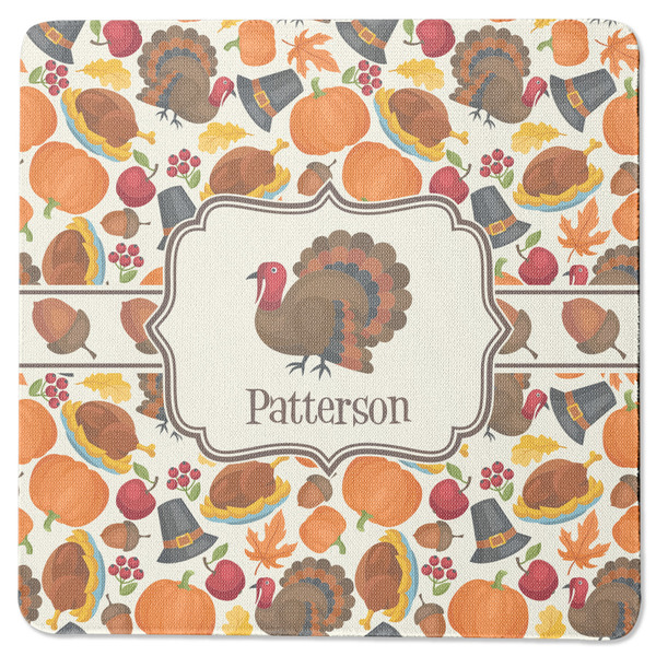 Custom Traditional Thanksgiving Square Rubber Backed Coaster (Personalized)