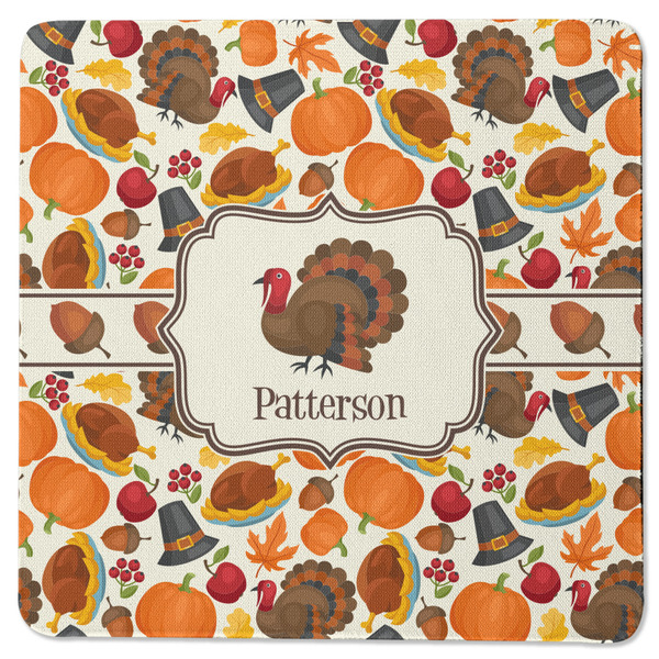 Traditional Thanksgiving Square Coaster Rubber Back - Single
