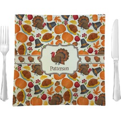 Traditional Thanksgiving Glass Square Lunch / Dinner Plate 9.5" (Personalized)