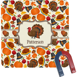 Traditional Thanksgiving Square Fridge Magnet (Personalized)