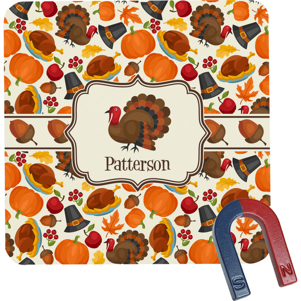 Custom Traditional Thanksgiving Square Fridge Magnet (Personalized)