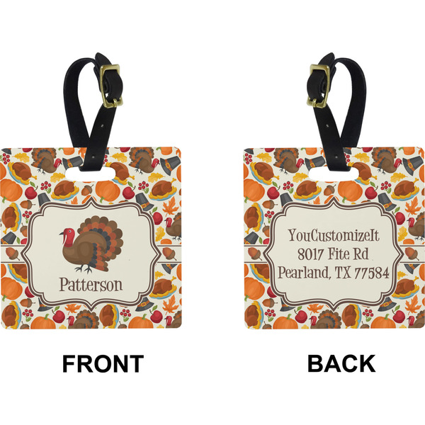 Traditional Thanksgiving Square Luggage Tag (Front + Back)