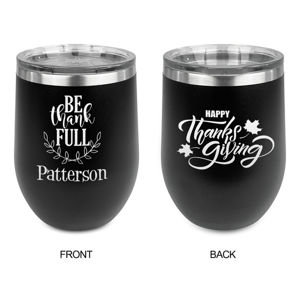 Traditional Thanksgiving Stainless Wine Tumblers - Black - Double Sided - Approval
