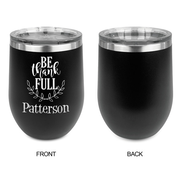 Traditional Thanksgiving Stainless Wine Tumblers - Black - Single Sided - Approval