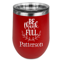 Traditional Thanksgiving Stemless Stainless Steel Wine Tumbler - Red - Double Sided (Personalized)