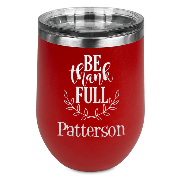 Custom Traditional Thanksgiving Stemless Stainless Steel Wine Tumbler - Red - Double Sided (Personalized)