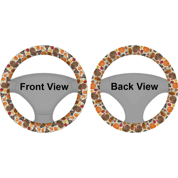 Traditional Thanksgiving Steering Wheel Cover- Front and Back