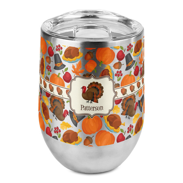 Custom Traditional Thanksgiving Stemless Wine Tumbler - Full Print (Personalized)