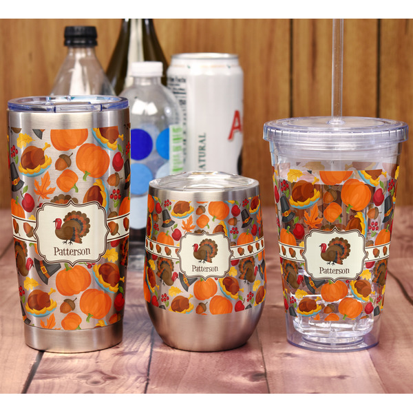 Traditional Thanksgiving Stemless Wine Tumbler - Full Print - In Context