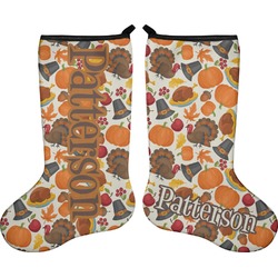 Traditional Thanksgiving Holiday Stocking - Double-Sided - Neoprene (Personalized)