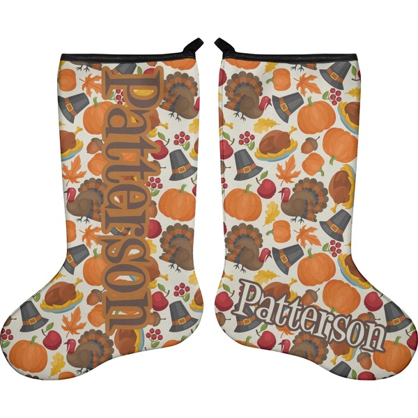 Custom Traditional Thanksgiving Holiday Stocking - Double-Sided - Neoprene (Personalized)