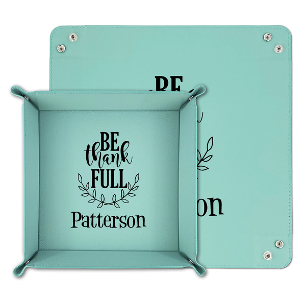 Traditional Thanksgiving Teal Faux Leather Valet Trays - PARENT MAIN