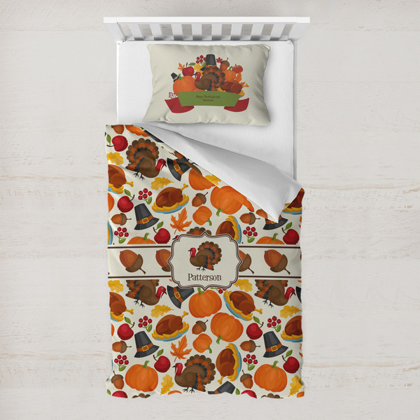 Custom Traditional Thanksgiving Toddler Bedding w/ Name or Text