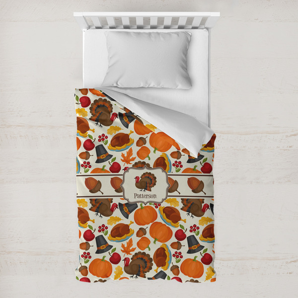 Custom Traditional Thanksgiving Toddler Duvet Cover w/ Name or Text