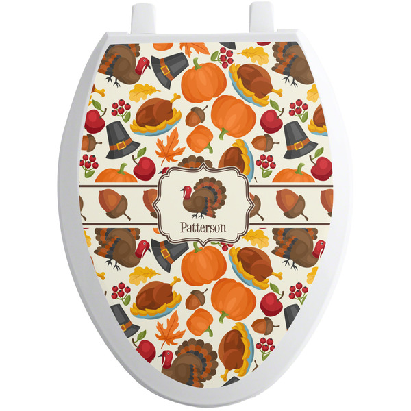 Custom Traditional Thanksgiving Toilet Seat Decal - Elongated (Personalized)