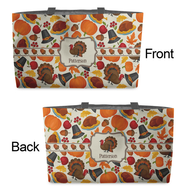 Traditional Thanksgiving Tote w/Black Handles - Front & Back Views