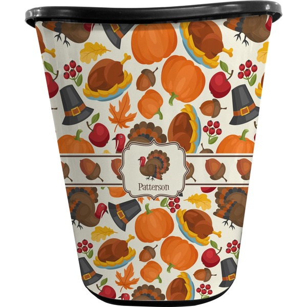 Custom Traditional Thanksgiving Waste Basket - Single Sided (Black) (Personalized)