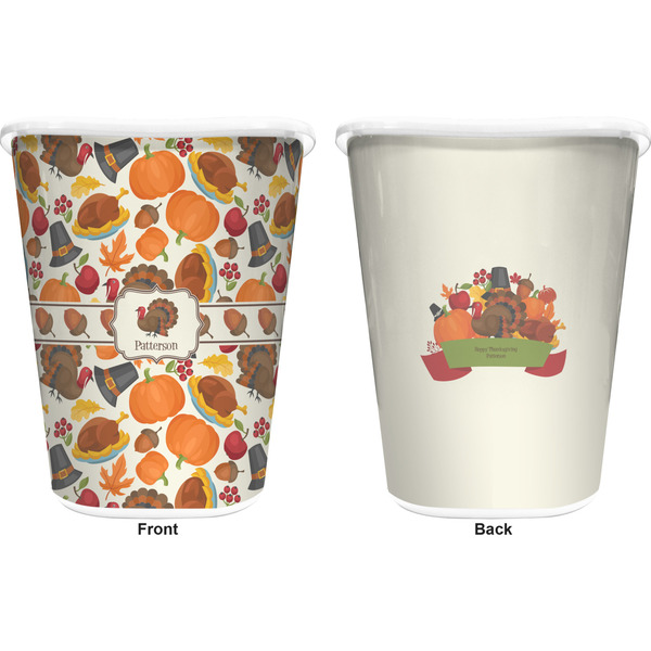 Traditional Thanksgiving Trash Can White - Front and Back - Apvl
