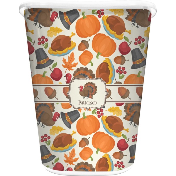 Custom Traditional Thanksgiving Waste Basket - Double Sided (White) (Personalized)