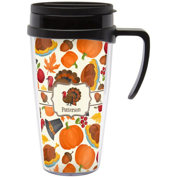 Custom Traditional Thanksgiving Acrylic Travel Mug with Handle (Personalized)