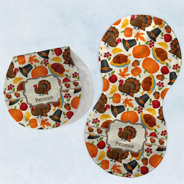 Custom Traditional Thanksgiving Burp Pads - Velour - Set of 2 w/ Name or Text