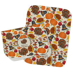 Traditional Thanksgiving Burp Cloths - Fleece - Set of 2 w/ Name or Text