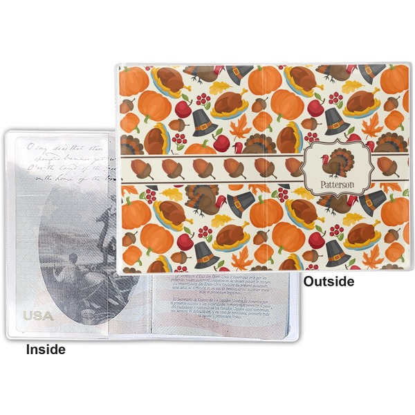 Traditional Thanksgiving Vinyl Passport Holder - Flat Front and Back