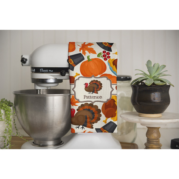 Traditional Thanksgiving Waffle Weave Towel - Full Color Print - Lifestyle Image
