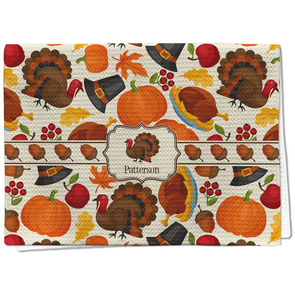 Custom Traditional Thanksgiving Kitchen Towel - Waffle Weave - Full Color Print (Personalized)