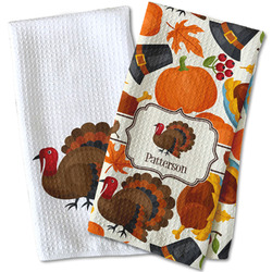 Traditional Thanksgiving Kitchen Towel - Waffle Weave (Personalized)