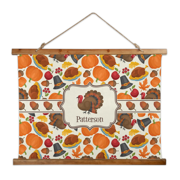 Custom Traditional Thanksgiving Wall Hanging Tapestry - Wide (Personalized)