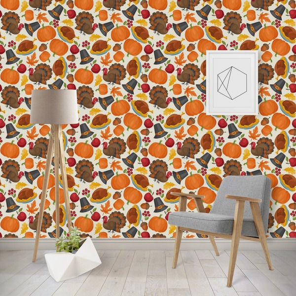 Custom Traditional Thanksgiving Wallpaper & Surface Covering (Water Activated - Removable)