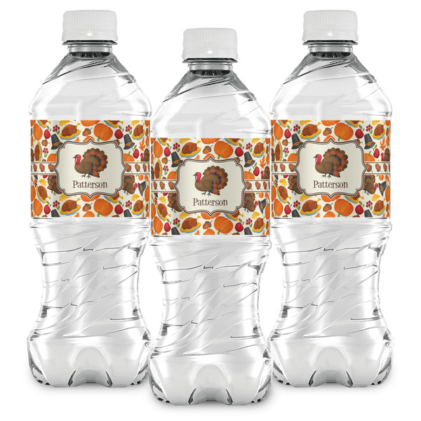 Traditional Thanksgiving Water Bottle Labels - Front View