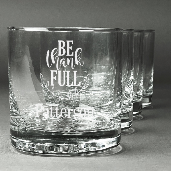 Custom Traditional Thanksgiving Whiskey Glasses (Set of 4) (Personalized)