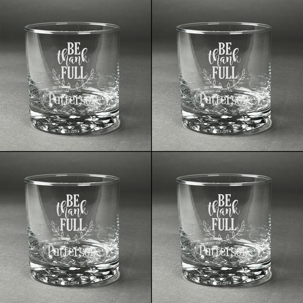 Traditional Thanksgiving Whiskey Glasses - Set of 4 all Engraved