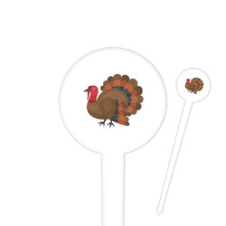 Traditional Thanksgiving 4" Round Plastic Food Picks - White - Single Sided