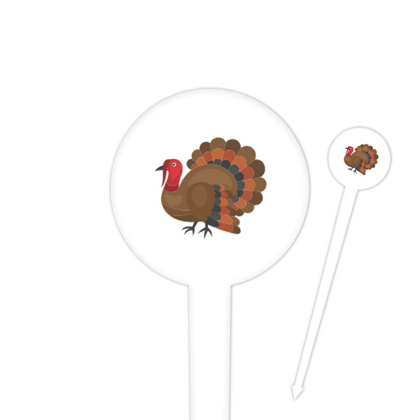 Custom Traditional Thanksgiving 4" Round Plastic Food Picks - White - Single Sided