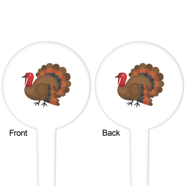 Traditional Thanksgiving White Plastic 4" Food Pick - Round - Double Sided - Front & Back