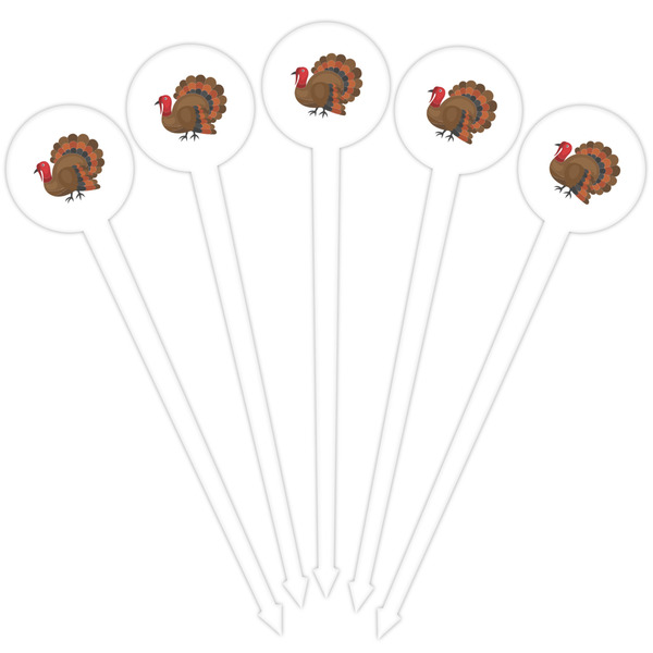 Traditional Thanksgiving White Plastic 4" Food Pick - Round - Fan View